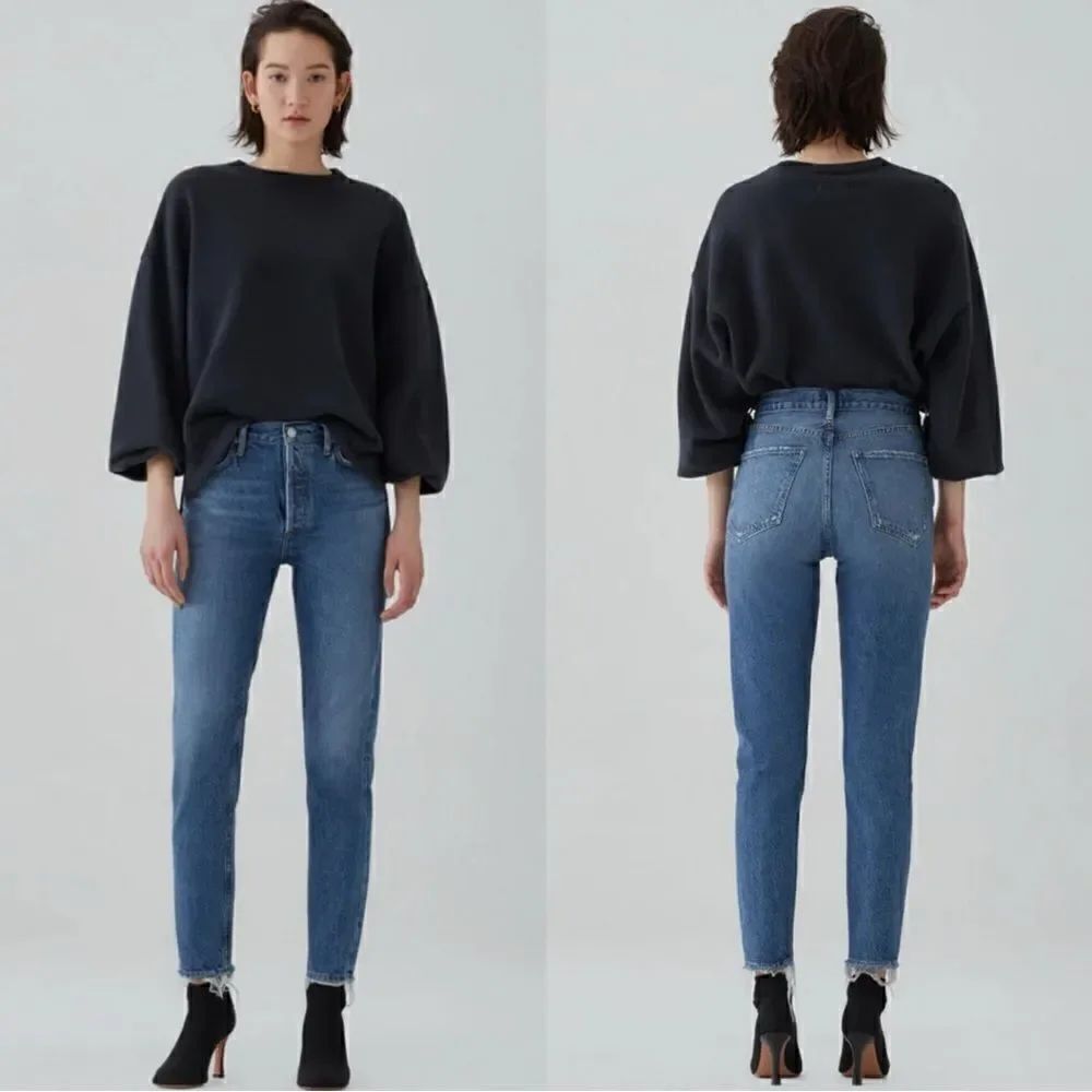 Agolde Jamie Blue Jeans Crop High Rise Straight Leg Size 24